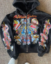Hearujoy Oversized Zip Up Hoodies Women Men Streetwear Vintage Tops Sweatshirt Goth Y2k Clothes Harajuku Men Clothing